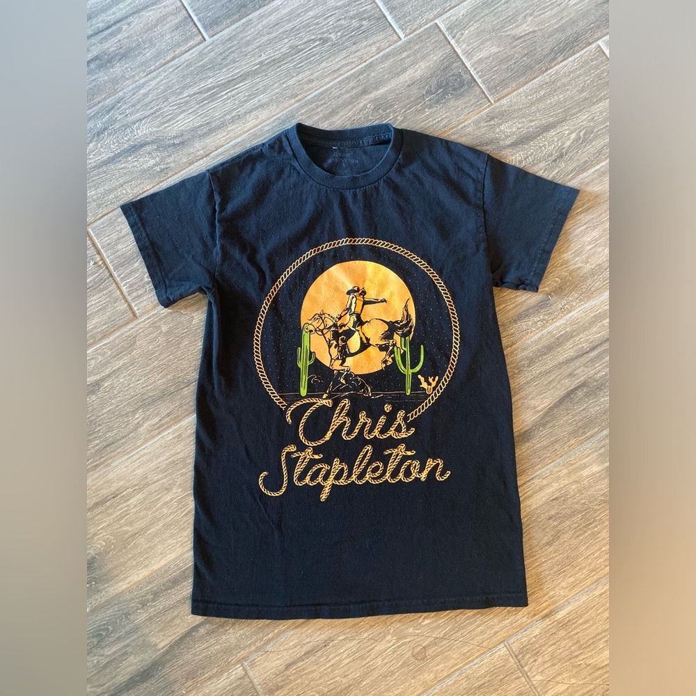 Chris Stapleton Men's Graphic Tee - Black with Yellow & Green Design